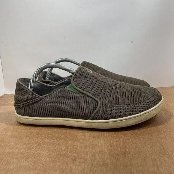 OluKai Nohea Mesh Mens Size 9.5 Olive Green Slip On Walking Beach Loafers Shoes - Picture 1 of 9